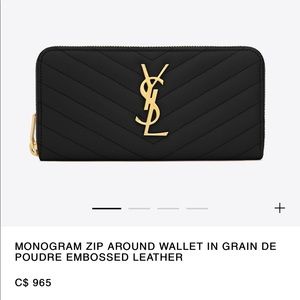 Saint Laurent Monogram Zip Wallet